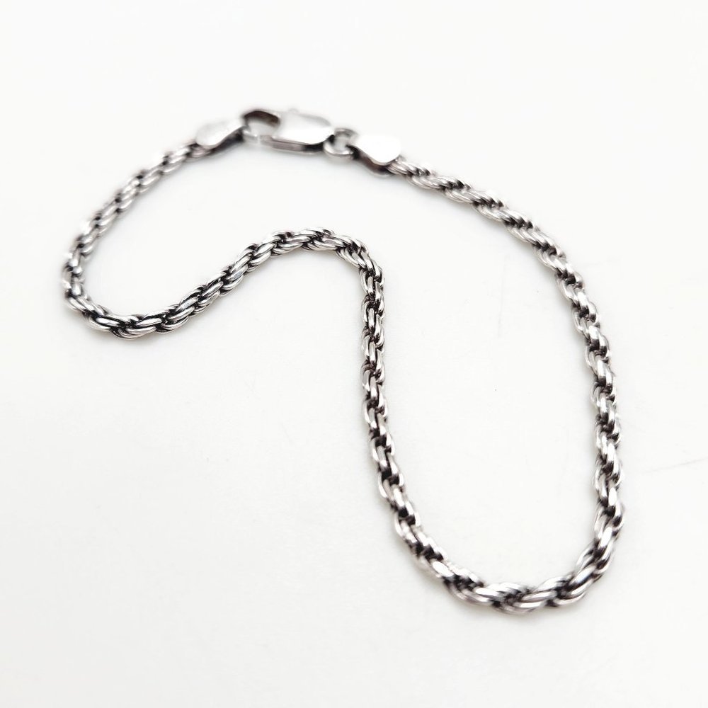 Alfi 925 Italy Twisted Rope Chain Sterling Silver Bracelet